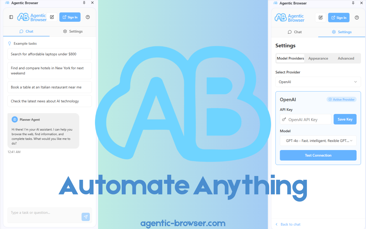 Agentic Browser - AI Powered Web Automation Agent chrome谷歌浏览器插件_扩展第1张截图