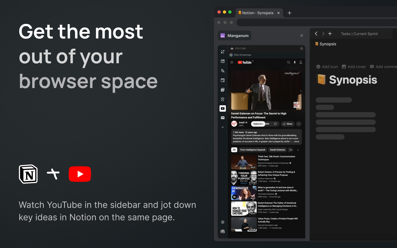 Manganum：带有 Mail 和 Calendar 的侧边栏 - 与 Google Calendar 和 Gmail 同步 chrome谷歌浏览器插件_扩展第4张截图