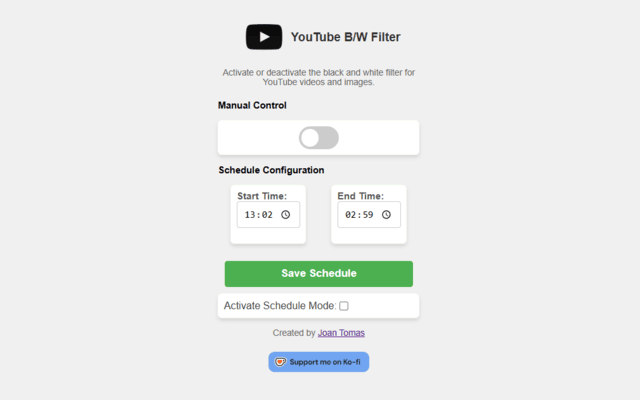 YouTube 黑白滤镜 chrome谷歌浏览器插件_扩展第1张截图