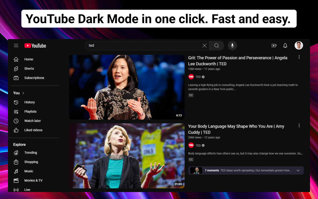 YouTube 暗黑模式 - YouTube Dark Mode chrome谷歌浏览器插件_扩展第1张截图