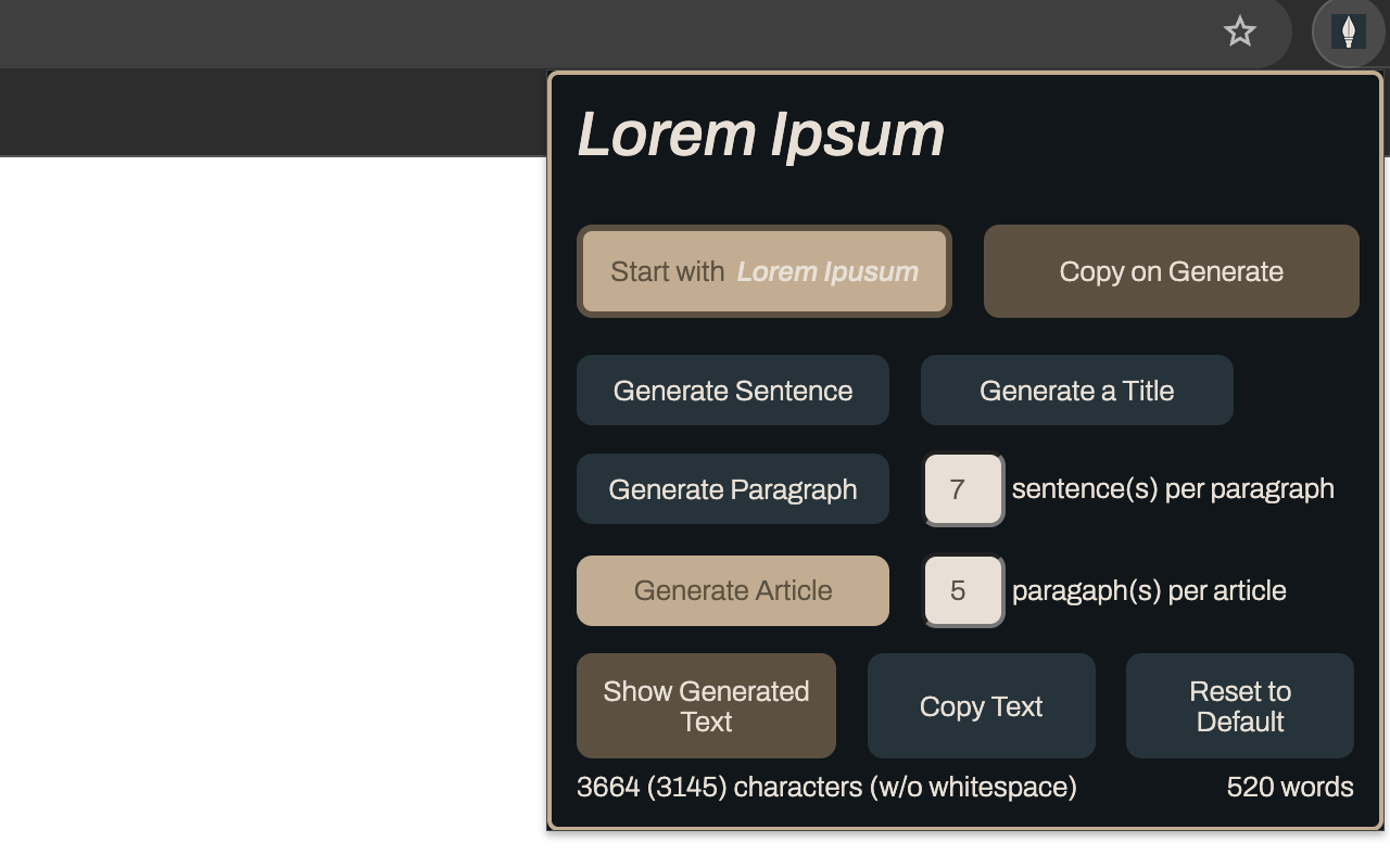 Simple Lorem Ipsum chrome谷歌浏览器插件_扩展第3张截图