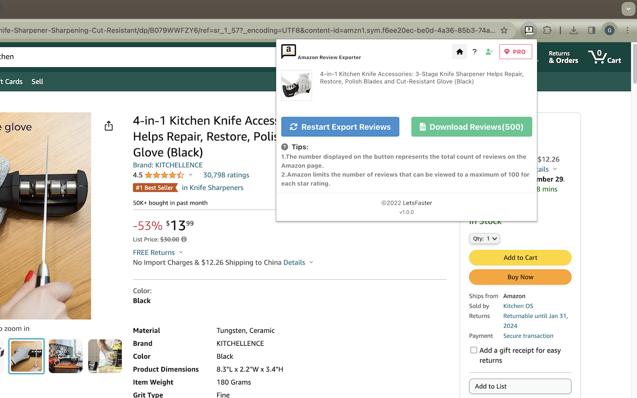 Amazon Review Exporter chrome谷歌浏览器插件_扩展第1张截图