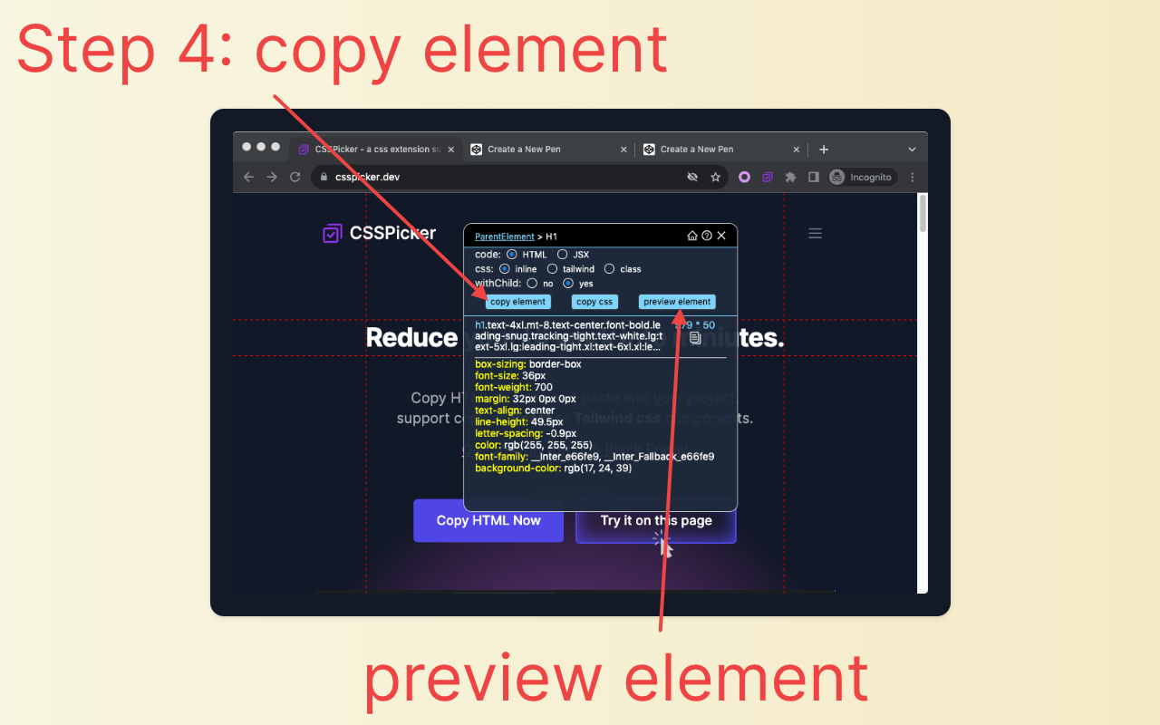 cssPicker - copy css from website chrome谷歌浏览器插件_扩展第1张截图