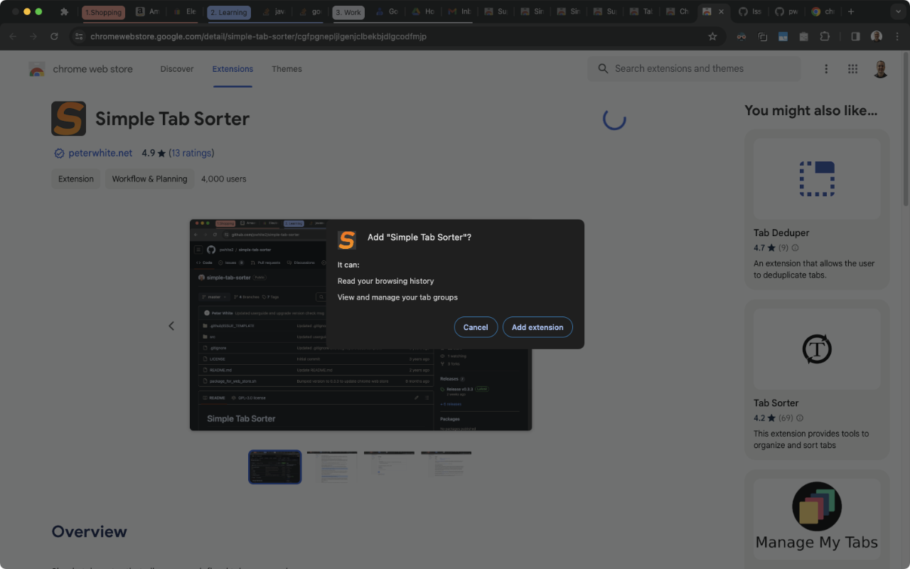 Super Tab Sorter chrome谷歌浏览器插件_扩展第1张截图