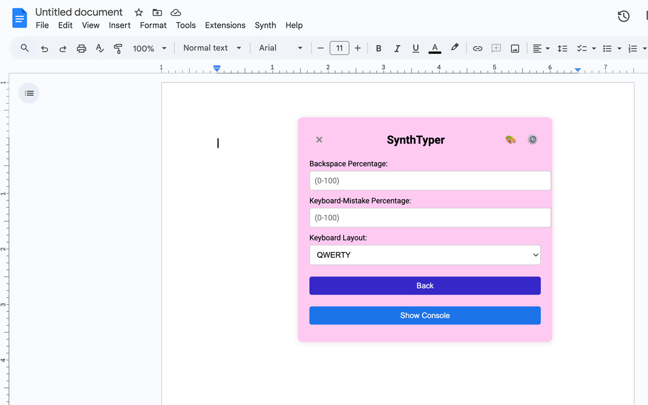 SynthTyper - Human Typer for Google Docs chrome谷歌浏览器插件_扩展第2张截图