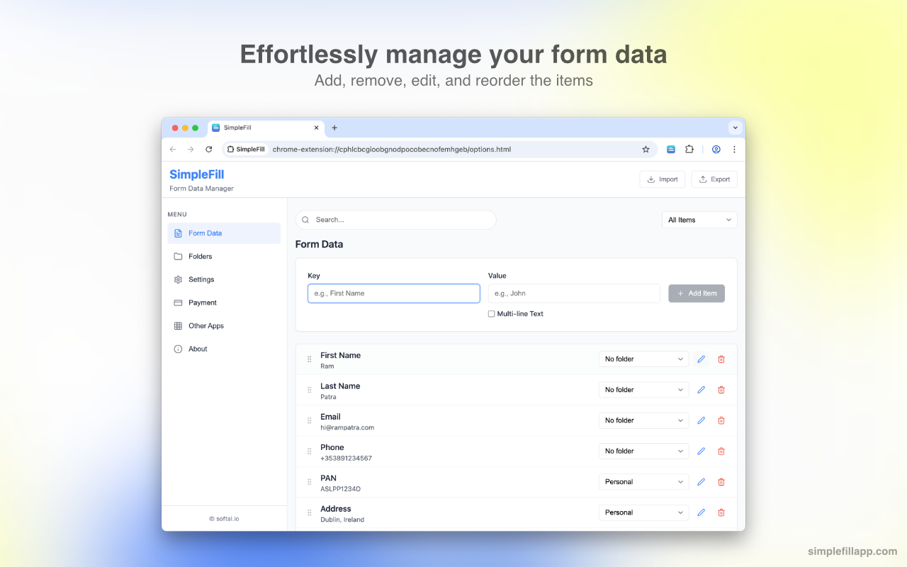 SimpleFill - Autofill Forms chrome谷歌浏览器插件_扩展第2张截图