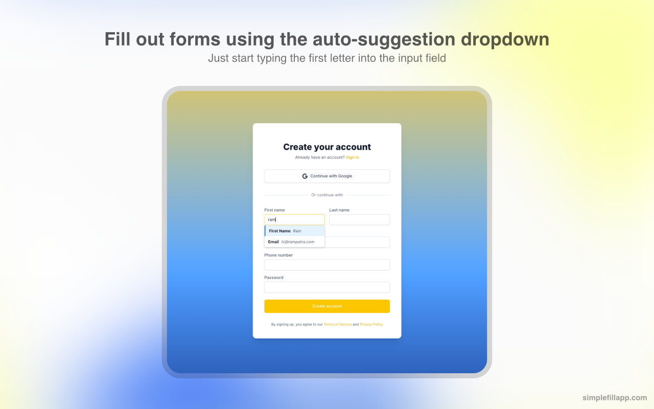 SimpleFill - Autofill Forms chrome谷歌浏览器插件_扩展第3张截图