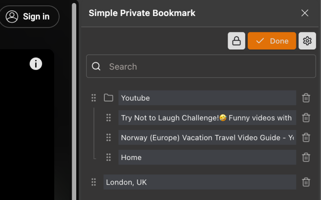 Simple Private Bookmark chrome谷歌浏览器插件_扩展第1张截图