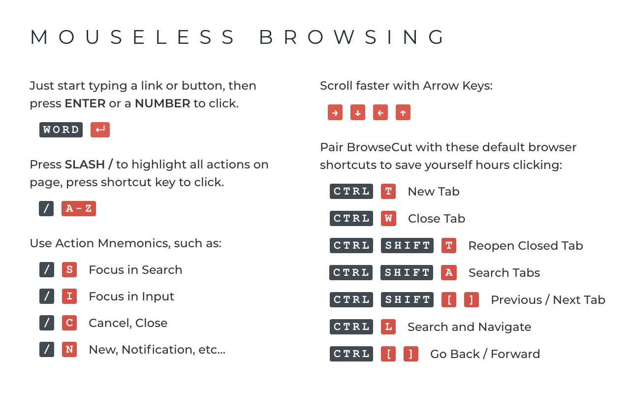 BrowseCut | 使用键盘快捷键更快地浏览 chrome谷歌浏览器插件_扩展第4张截图
