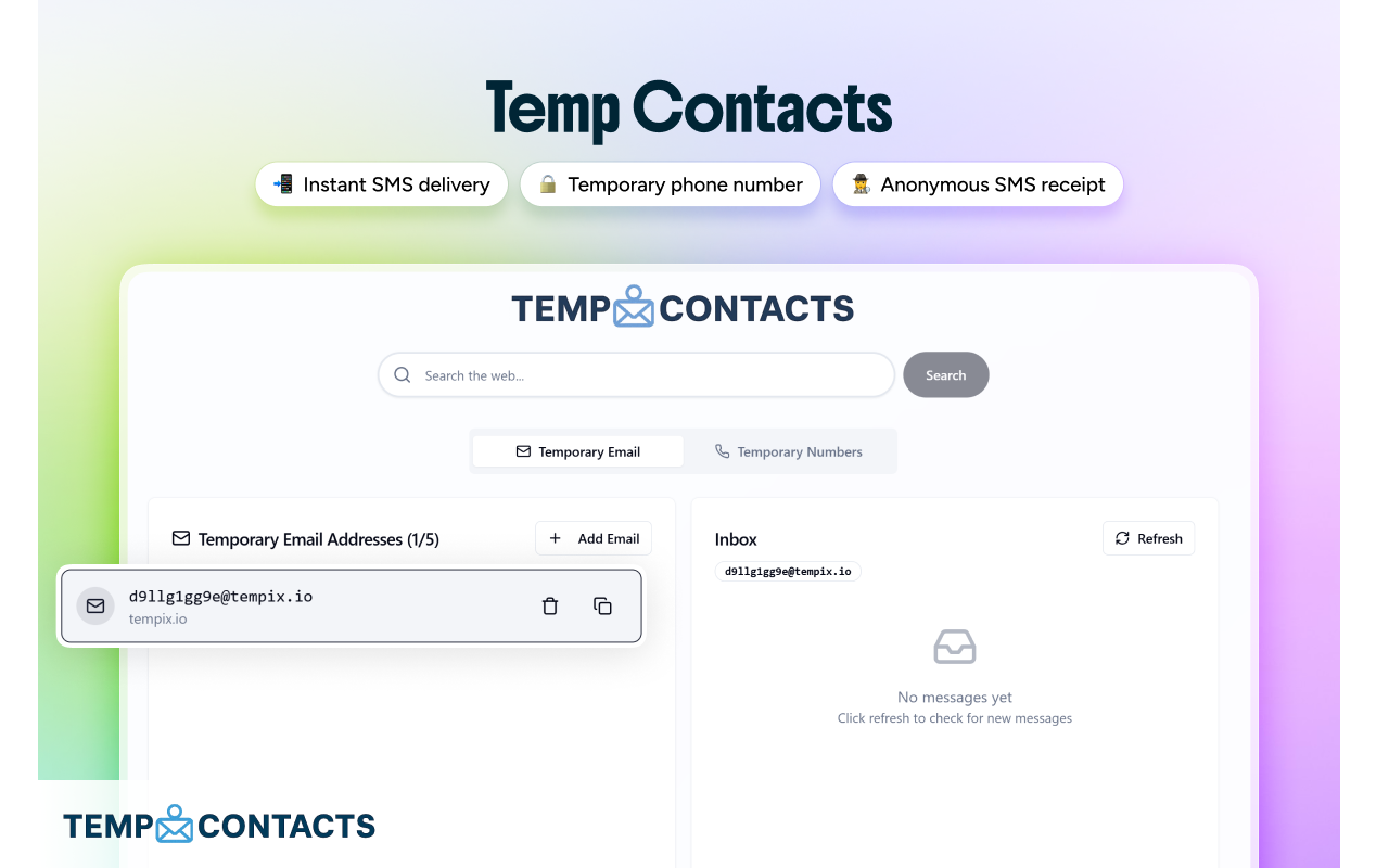 Temporary Contacts – Temp Phone Number and Temp Mail Instantly chrome谷歌浏览器插件_扩展第5张截图
