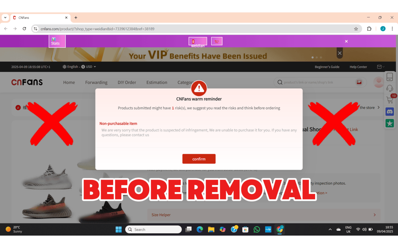 CNFans Warm Reminder Remover chrome谷歌浏览器插件_扩展第2张截图