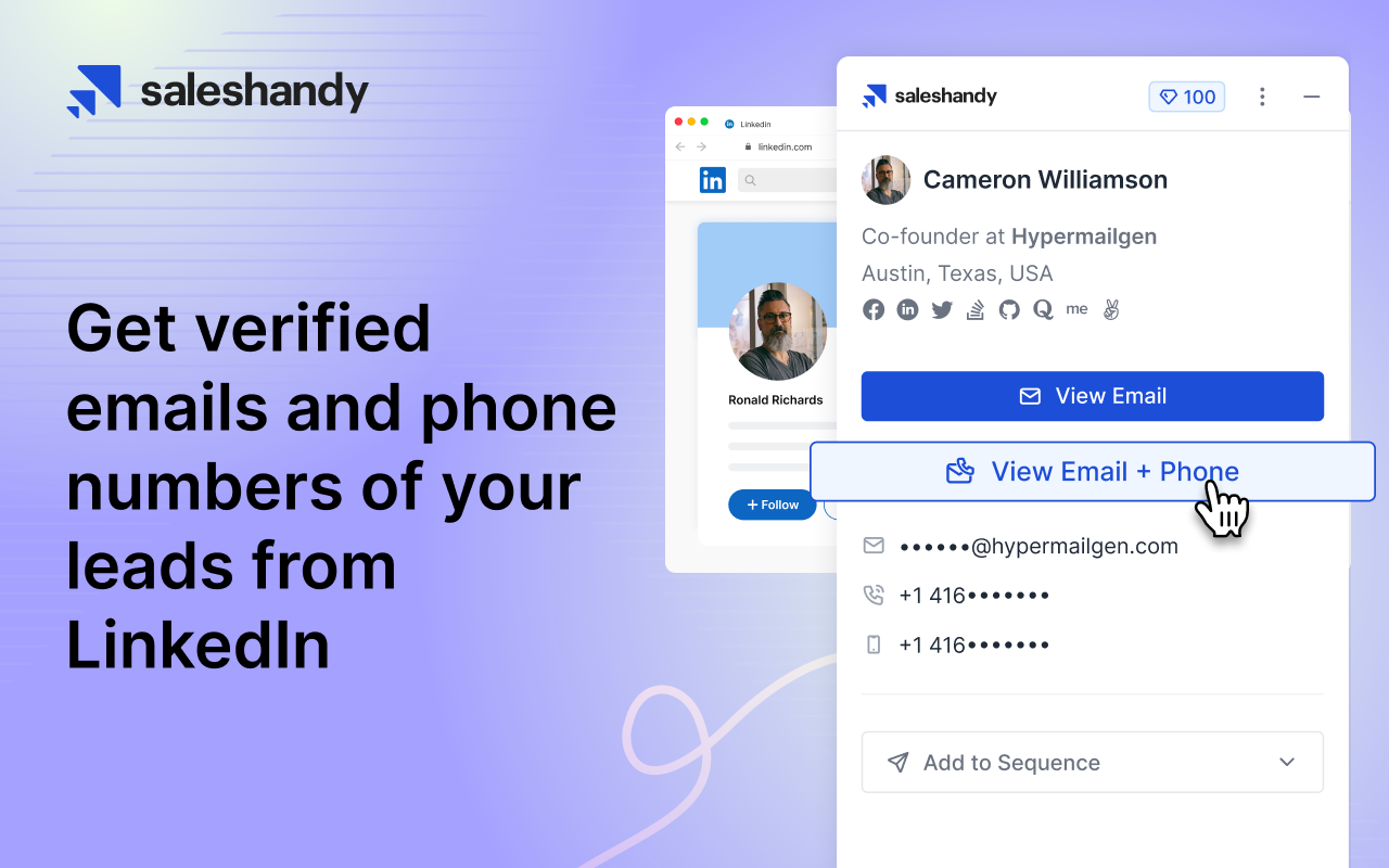 Saleshandy Connect 2.0: B2B Email Finder and Phone Lookup chrome谷歌浏览器插件_扩展第2张截图