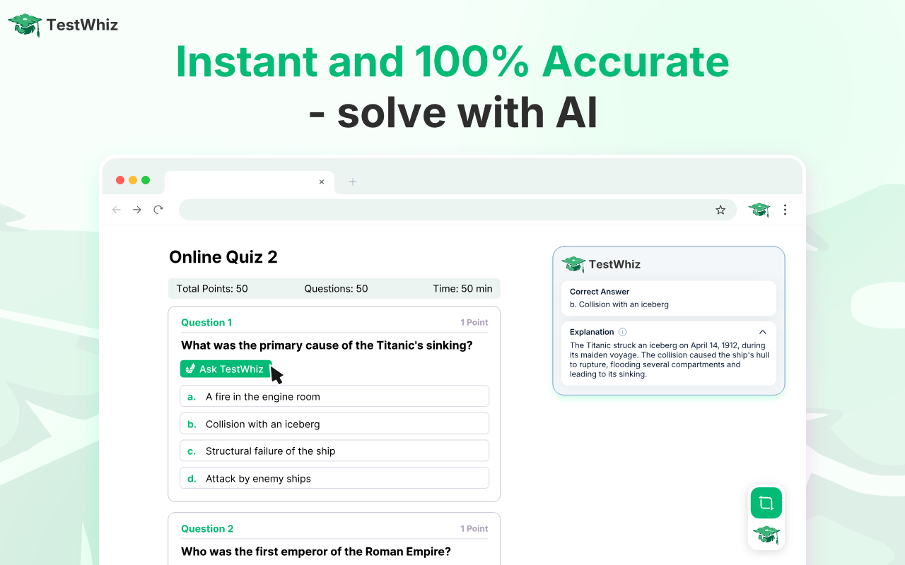 TestWhiz: AI for quizzes and assignments 📚 chrome谷歌浏览器插件_扩展第4张截图