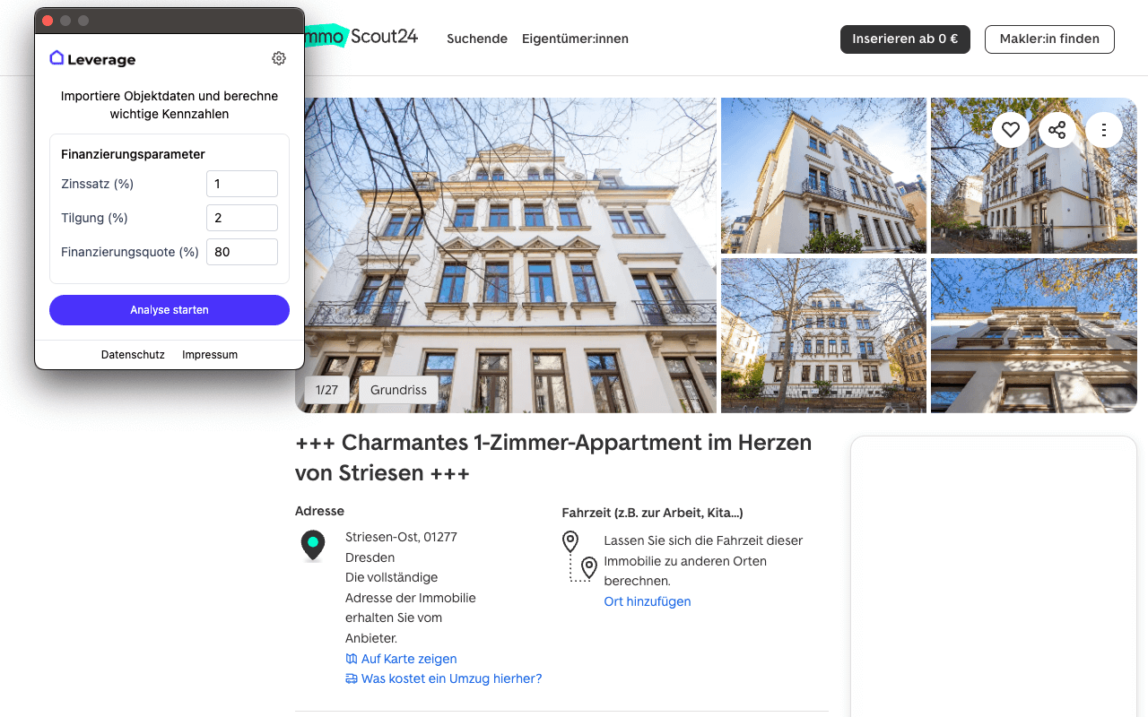 Levi: Immobilien Cashflow & Mietrendite berechnen chrome谷歌浏览器插件_扩展第3张截图