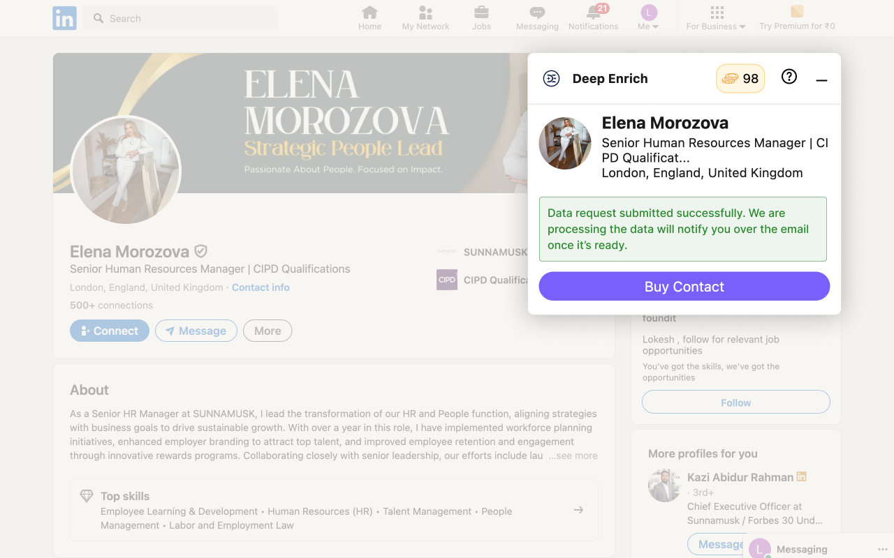 Deep Enrich - B2B Phone Number & Email Finder chrome谷歌浏览器插件_扩展第1张截图