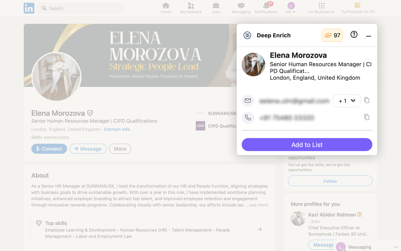Deep Enrich - B2B Phone Number & Email Finder chrome谷歌浏览器插件_扩展第4张截图