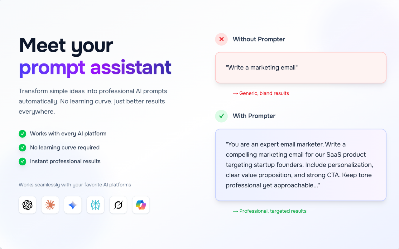 Prompter: Your Personal Prompt Engineer - Create AI Prompts with One Click chrome谷歌浏览器插件_扩展第2张截图
