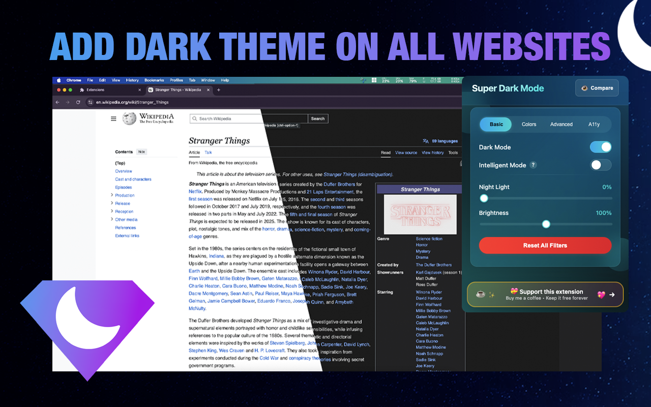 Super Dark Mode: Total Control for Your Eyes chrome谷歌浏览器插件_扩展第2张截图