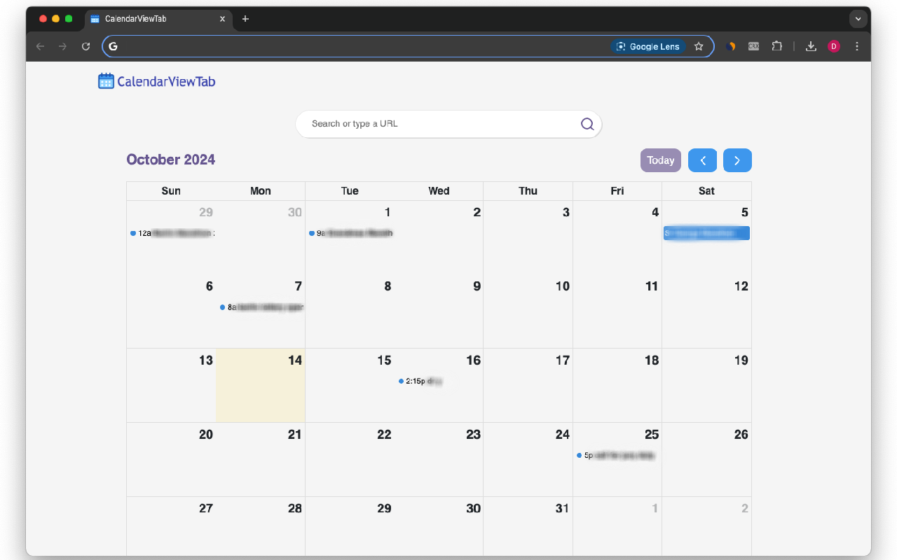 Calendar View Tab chrome谷歌浏览器插件_扩展第1张截图