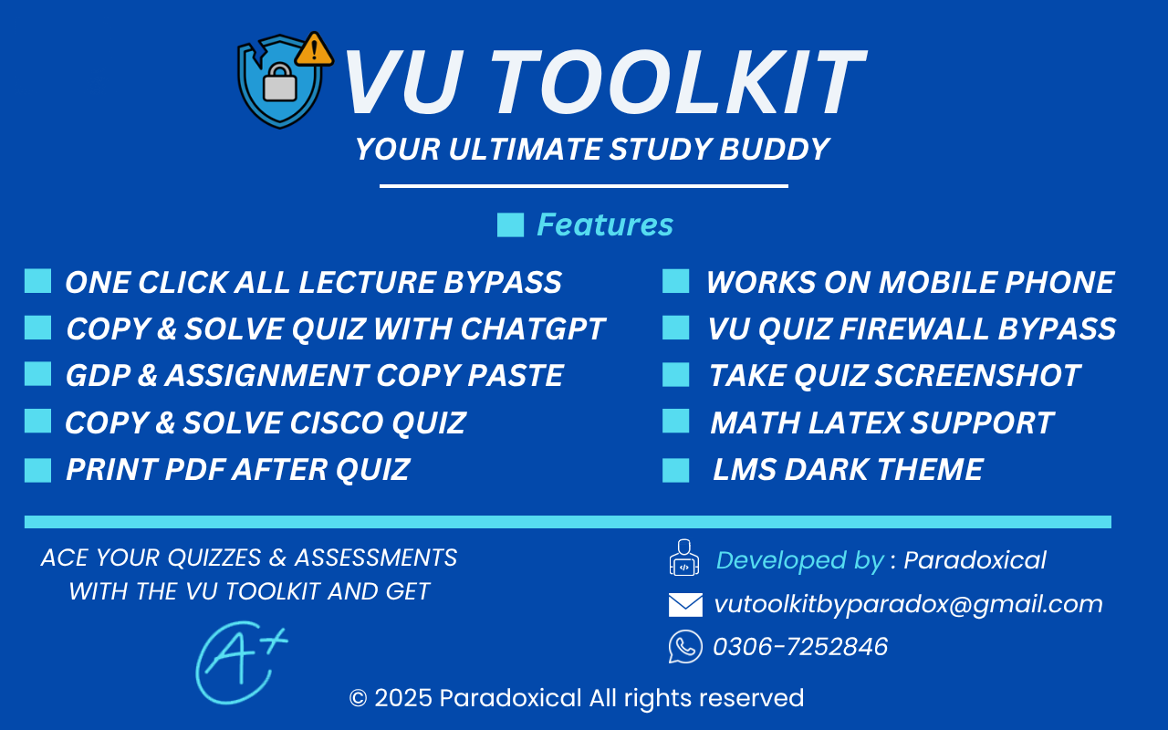 VU Quiz Firewall Bypasser - VU Toolkit chrome谷歌浏览器插件_扩展第1张截图