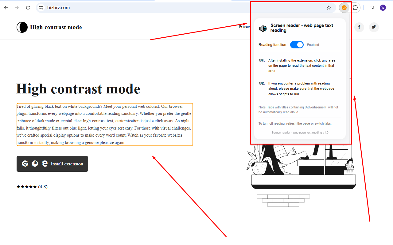 屏幕阅读器-网页文本朗读 chrome谷歌浏览器插件_扩展第1张截图