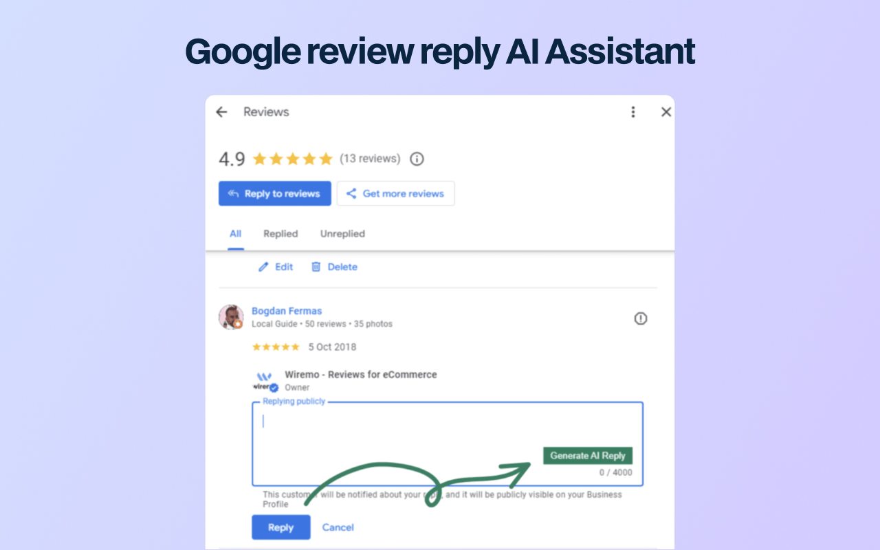 Google review reply AI Assistant chrome谷歌浏览器插件_扩展第2张截图