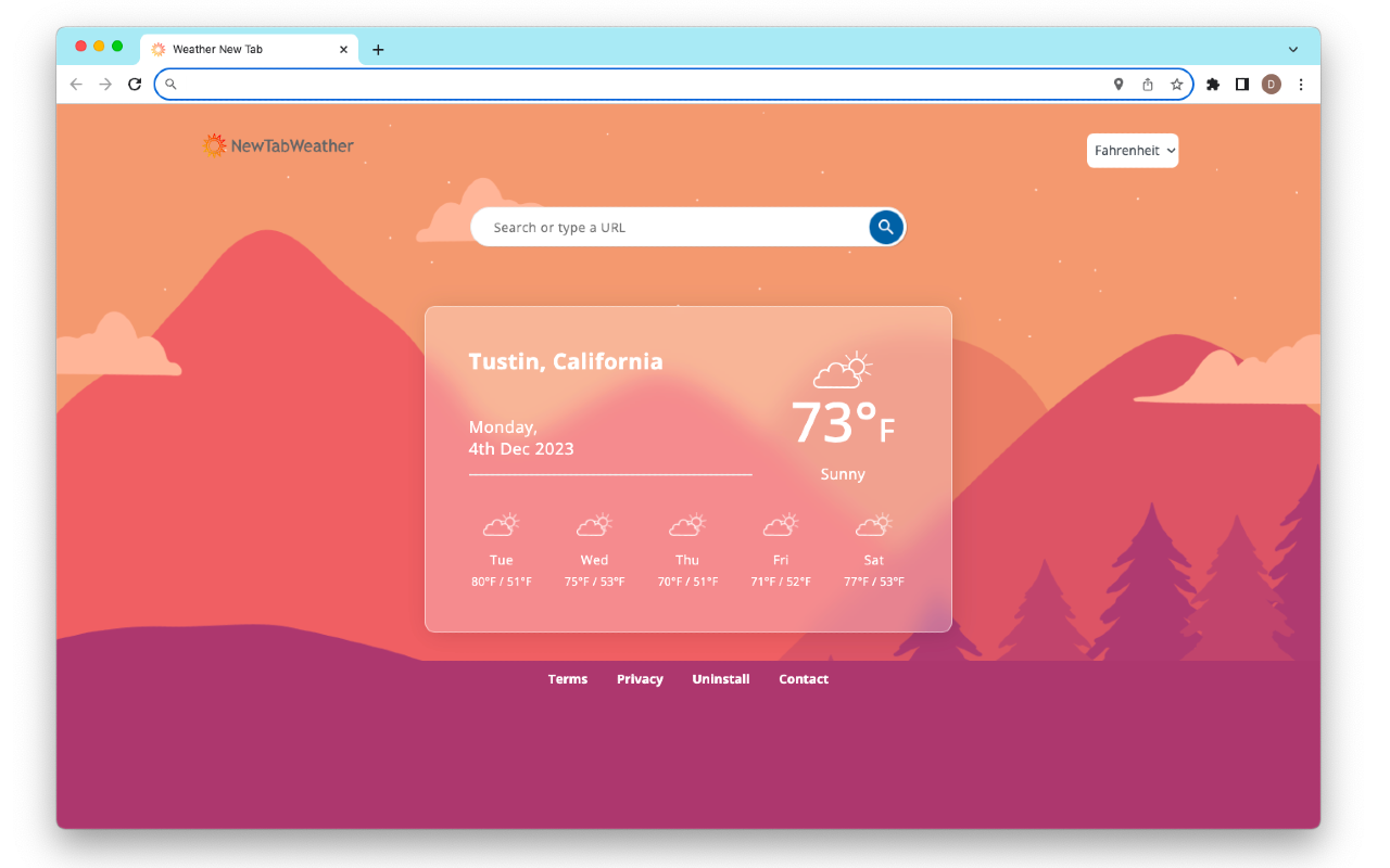 New Tab Weather chrome谷歌浏览器插件_扩展第1张截图