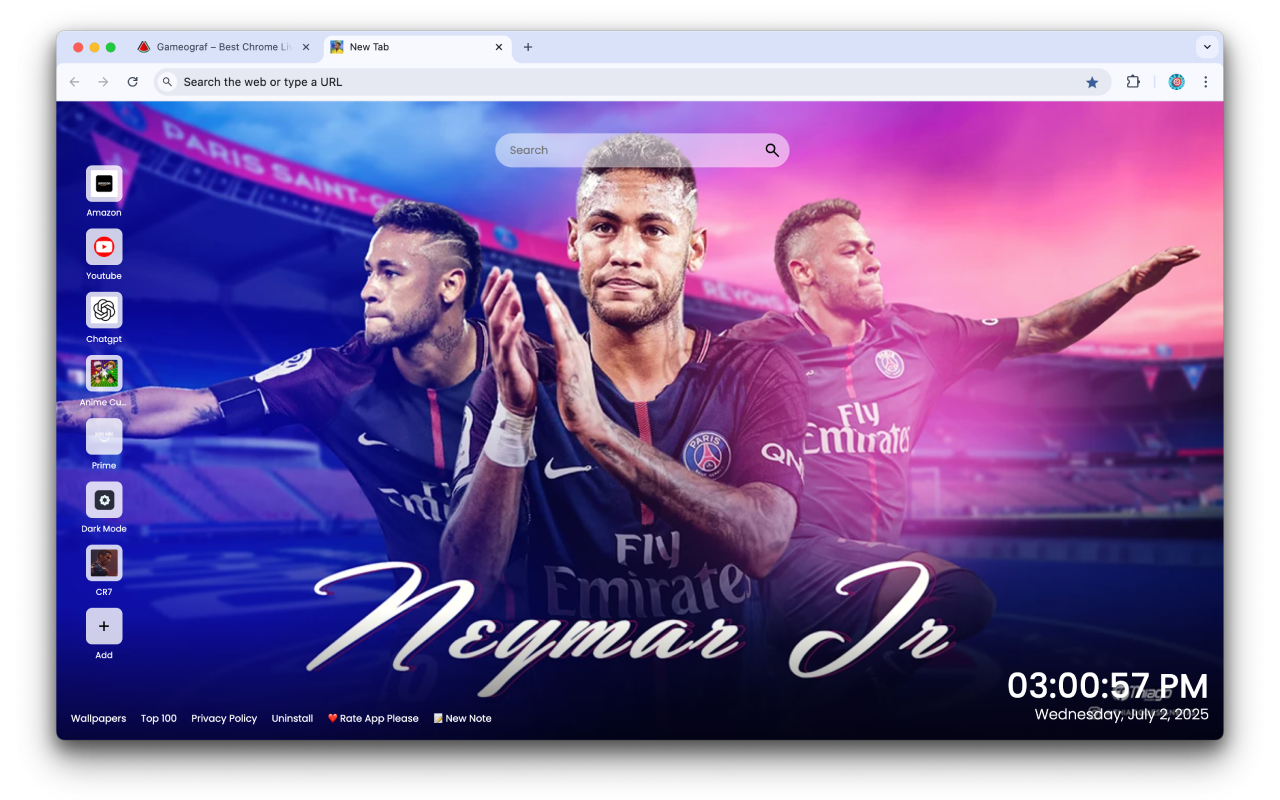 Neymar New Tab Wallpaper chrome谷歌浏览器插件_扩展第1张截图
