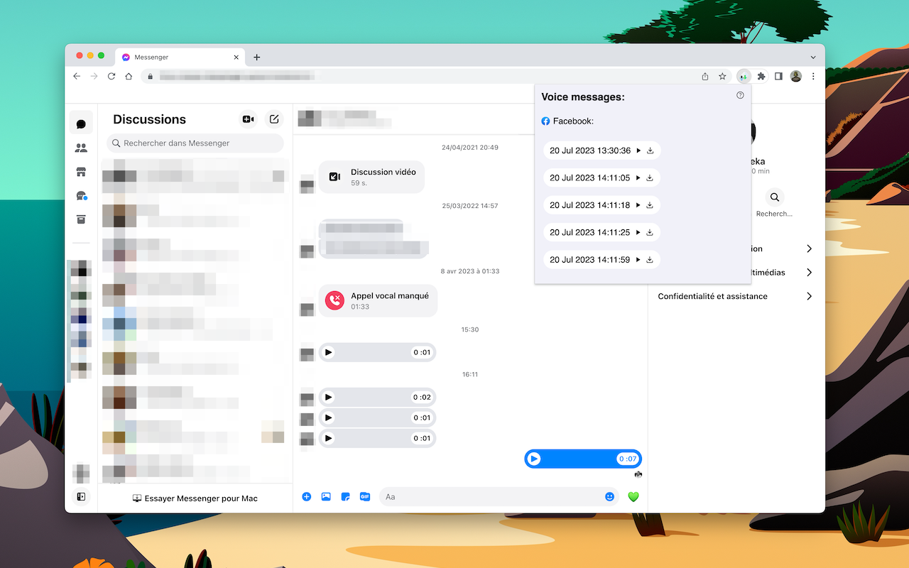 Download audio message Messenger/Instagram chrome谷歌浏览器插件_扩展第1张截图