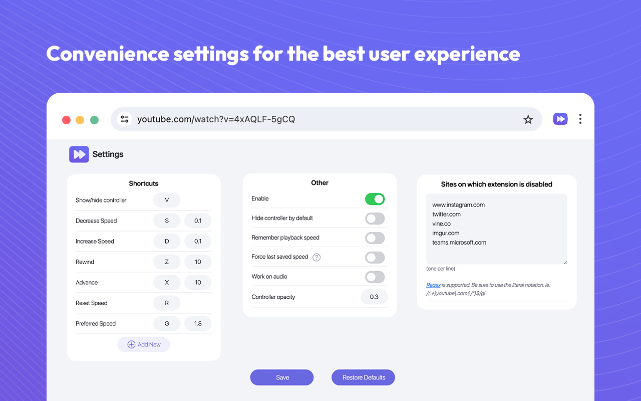 視訊速度控制器 - 視訊管理器 chrome谷歌浏览器插件_扩展第3张截图