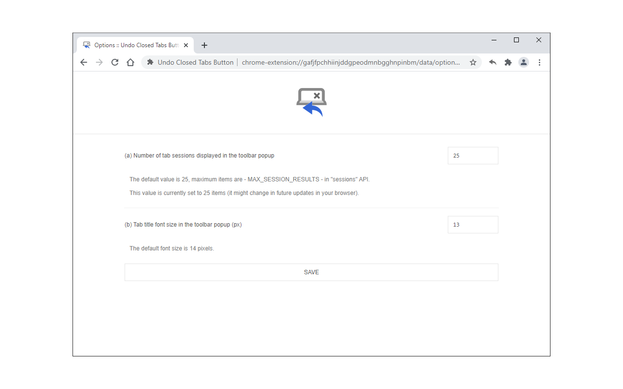 Undo Closed Tabs Button chrome谷歌浏览器插件_扩展第2张截图