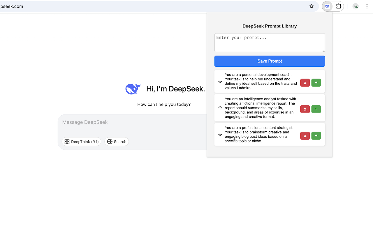 DeepSeek 提示库 Pro – AI 驱动的提示管理工具 chrome谷歌浏览器插件_扩展第2张截图