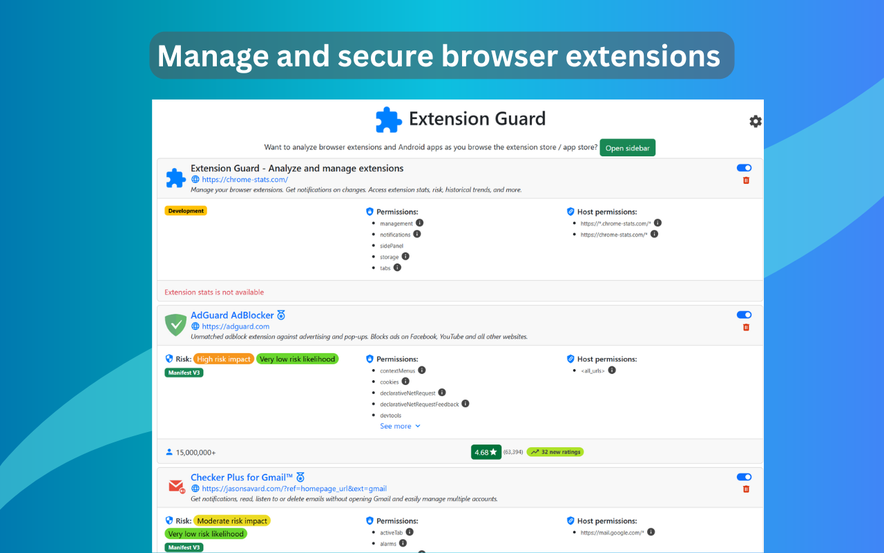 Extension Guard - Manage and secure extensions chrome谷歌浏览器插件_扩展第2张截图