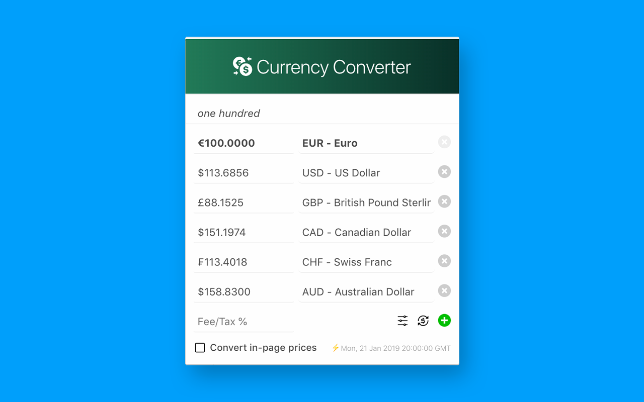 Currency Converter PRO chrome谷歌浏览器插件_扩展第2张截图