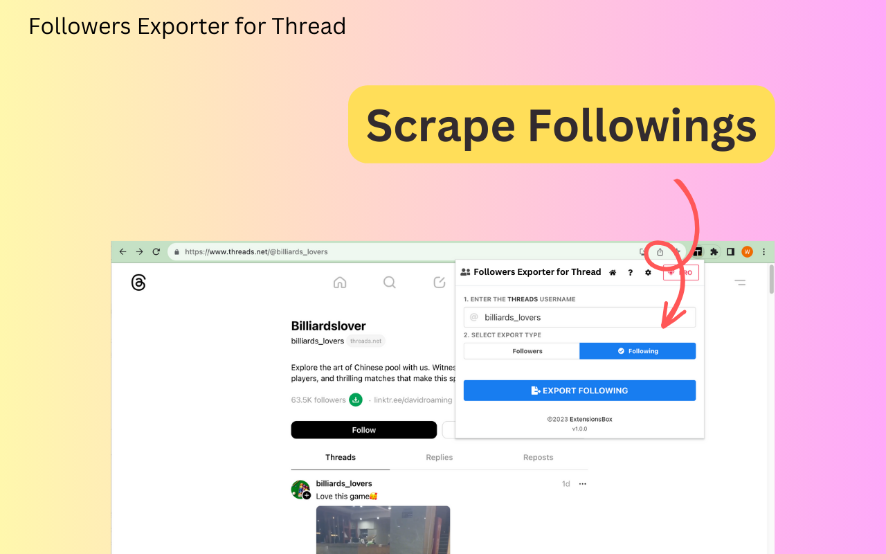 Thread 粉丝导出工具 chrome谷歌浏览器插件_扩展第2张截图