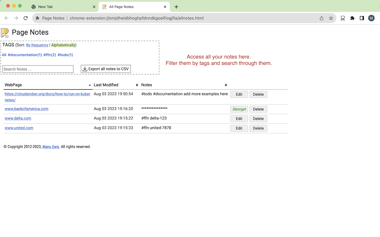 Page Notes chrome谷歌浏览器插件_扩展第1张截图