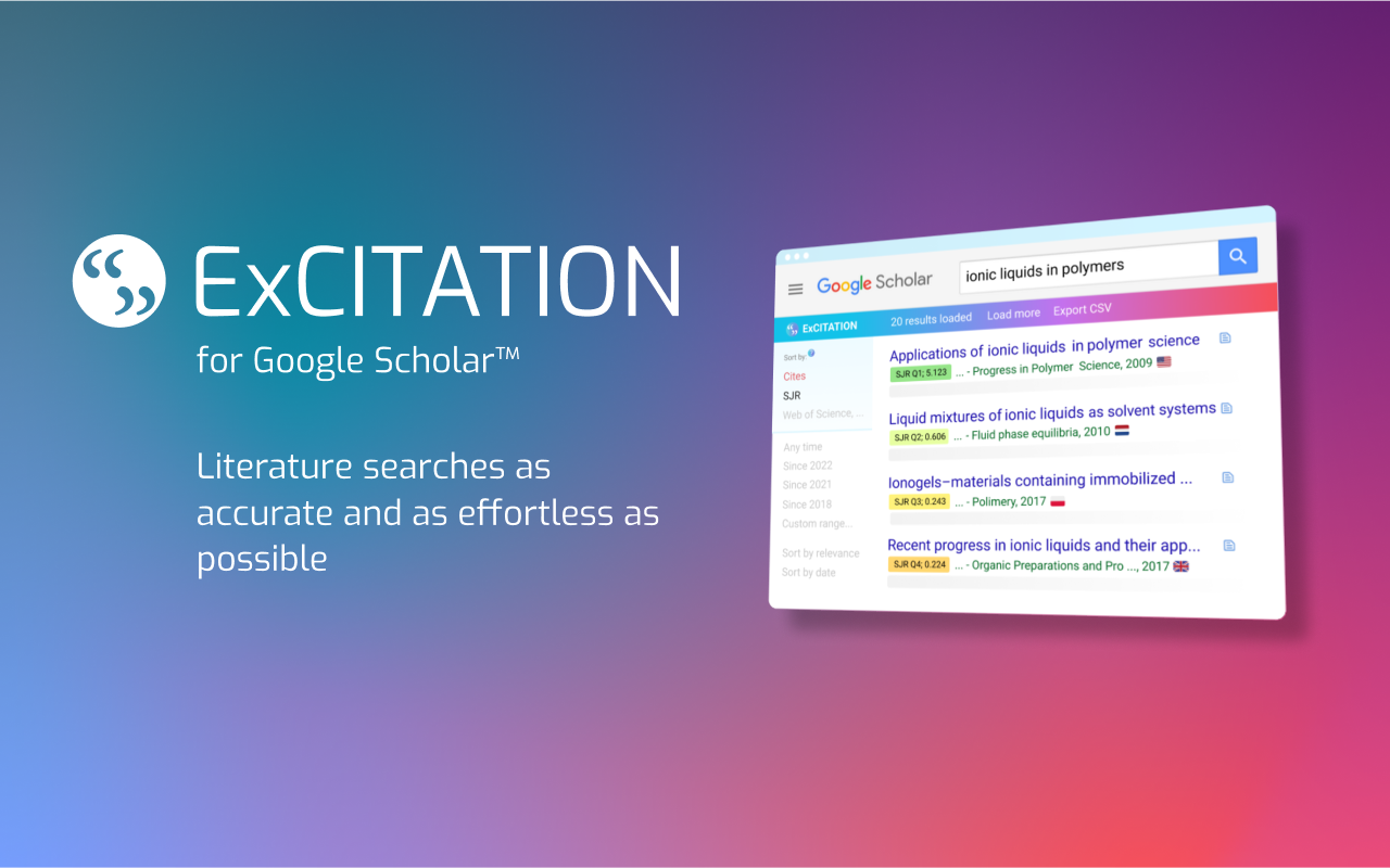 ExCITATION journal ranking in Google Scholar™ chrome谷歌浏览器插件_扩展第1张截图