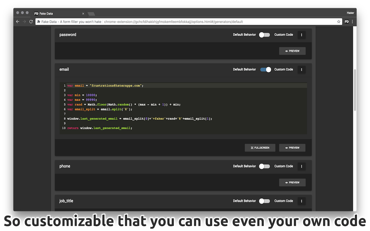 Fake Data - A form filler you won't hate chrome谷歌浏览器插件_扩展第2张截图