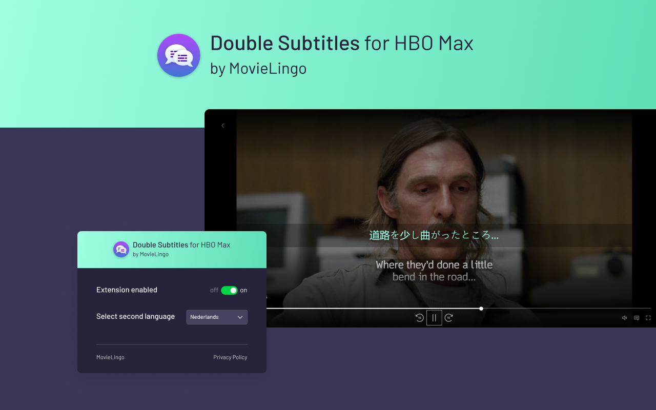 Double Subtitles for HBO Max by MovieLingo chrome谷歌浏览器插件_扩展第1张截图