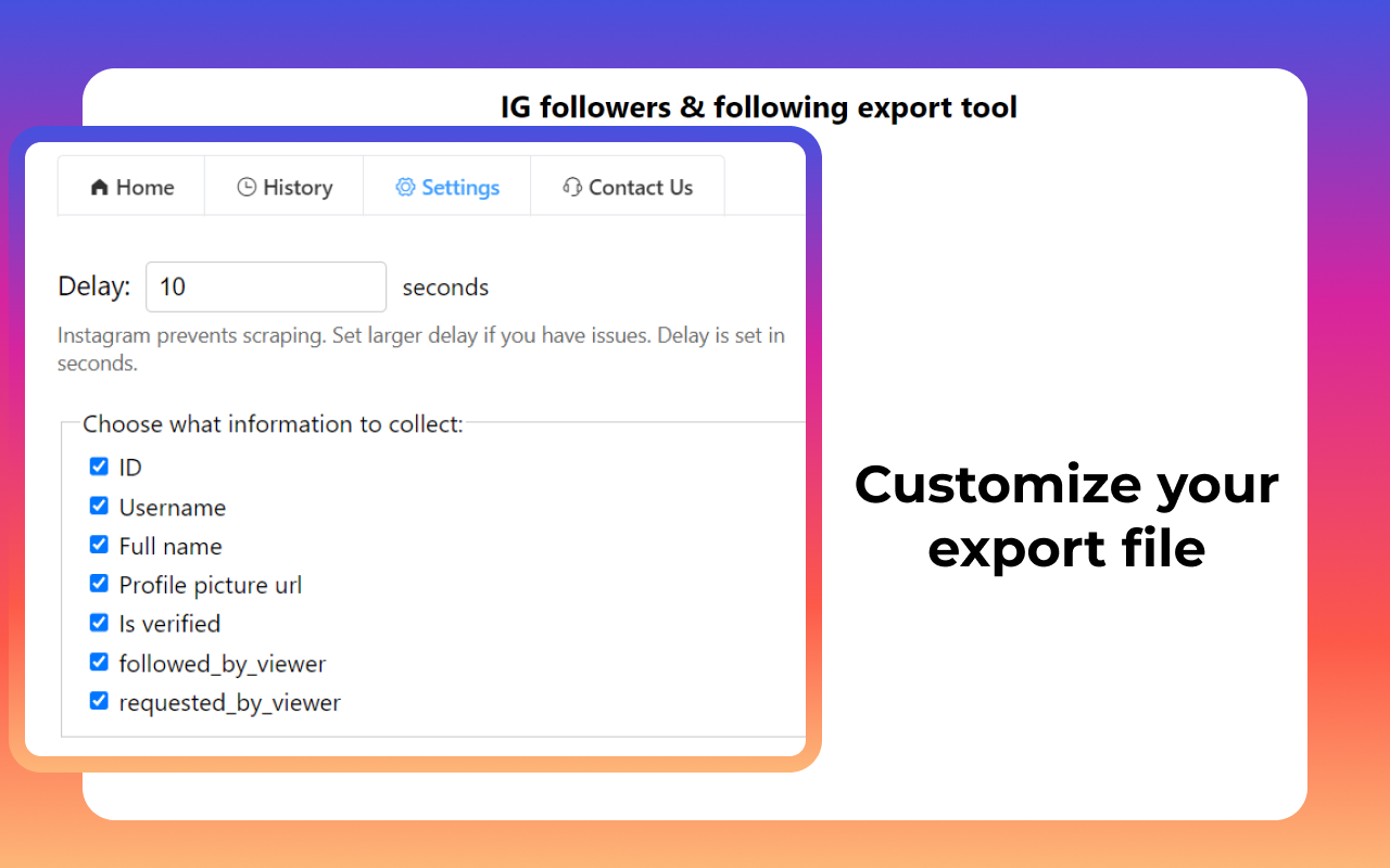IG Exporter & Scraper: 将Instagram关注者和关注数据导出到列表 chrome谷歌浏览器插件_扩展第3张截图