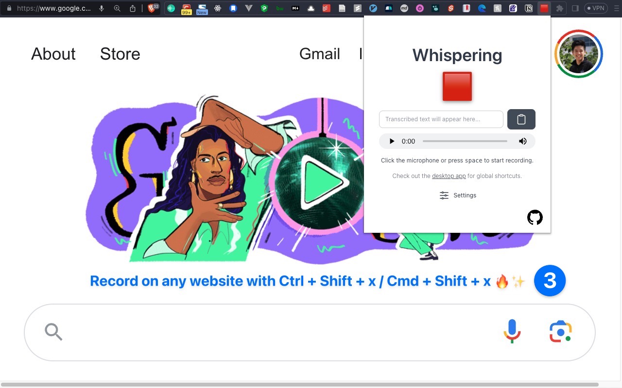 Whispering chrome谷歌浏览器插件_扩展第3张截图
