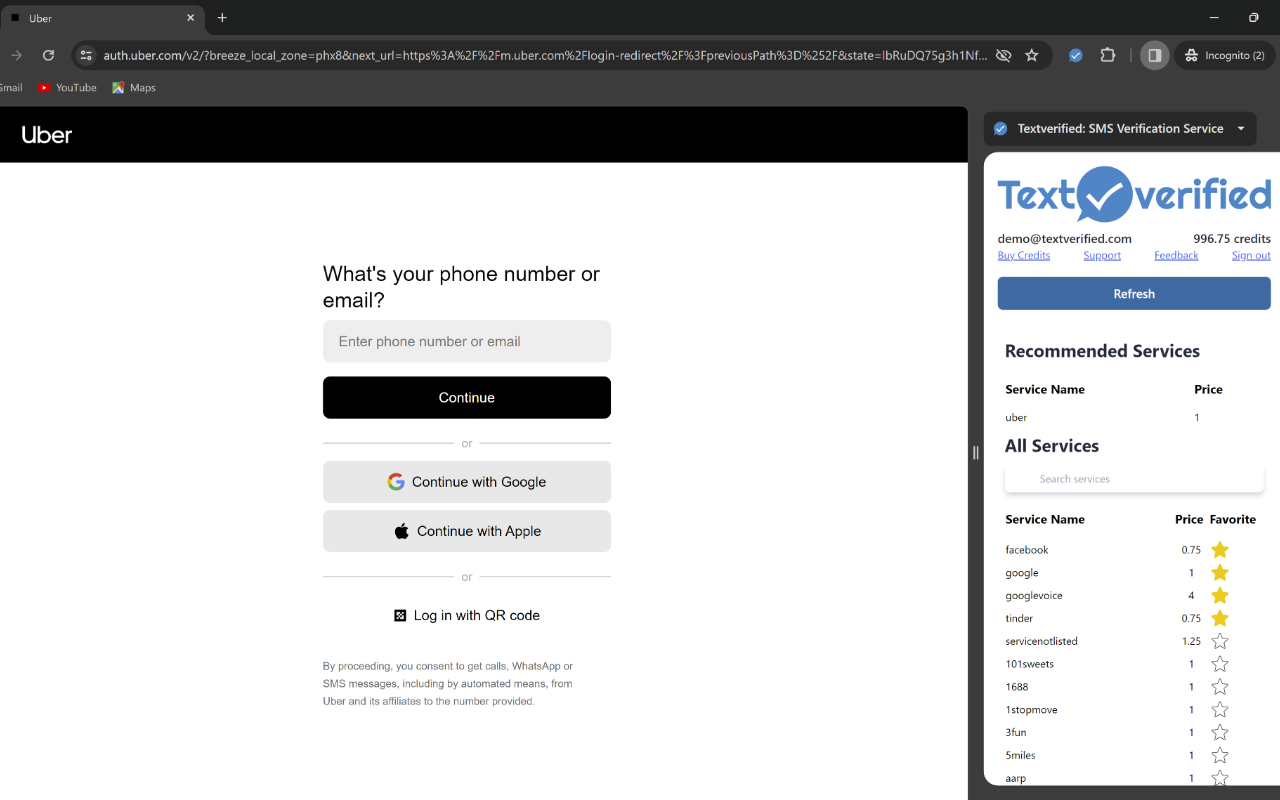Textverified: SMS Verification Service [BETA] chrome谷歌浏览器插件_扩展第2张截图