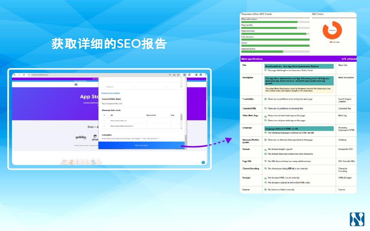 文本：搜索引擎优化 | 应用商店优化 | 搜索排名和关键词工具 chrome谷歌浏览器插件_扩展第5张截图