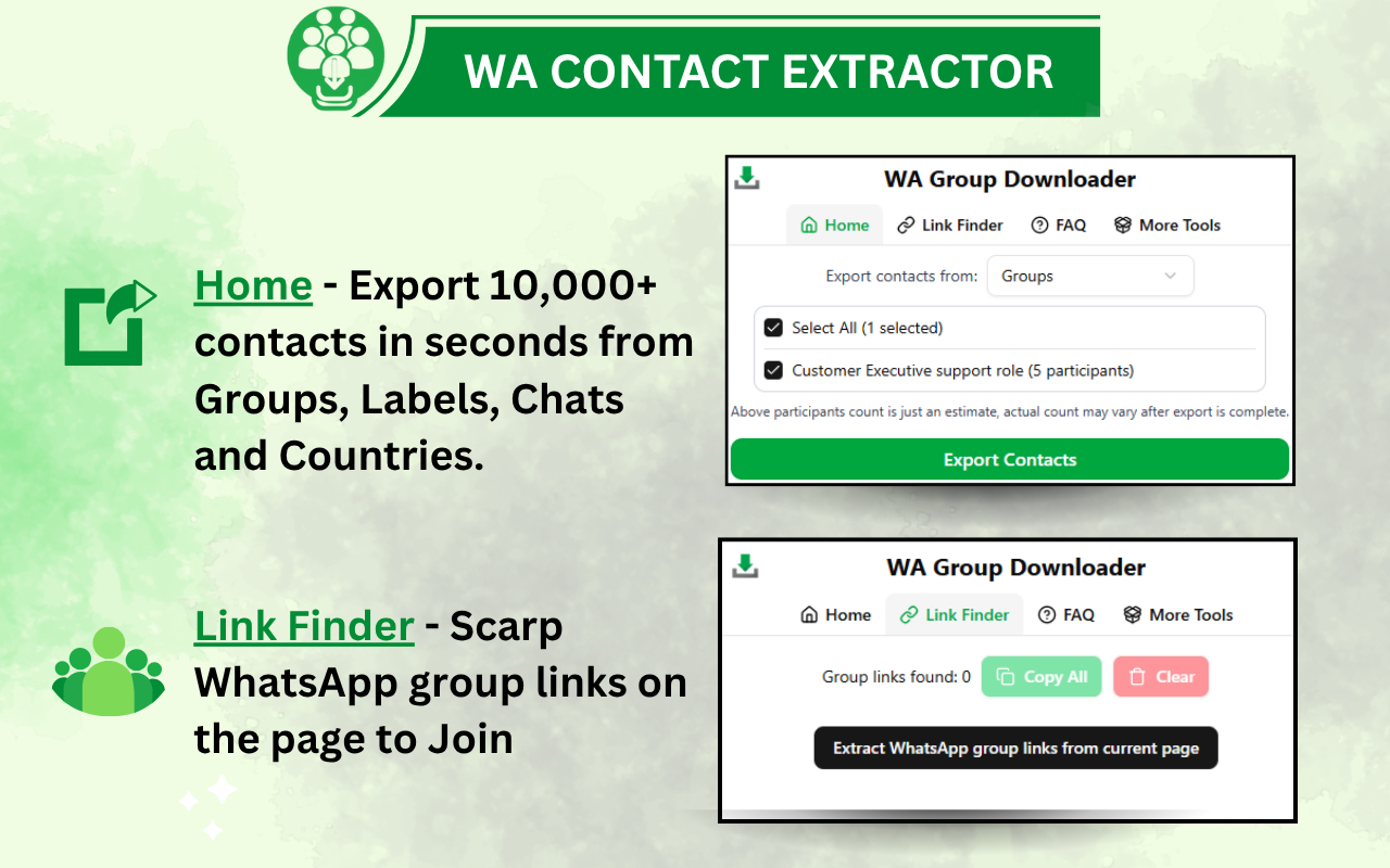 WA 联系人提取器和群链接查找器 chrome谷歌浏览器插件_扩展第4张截图