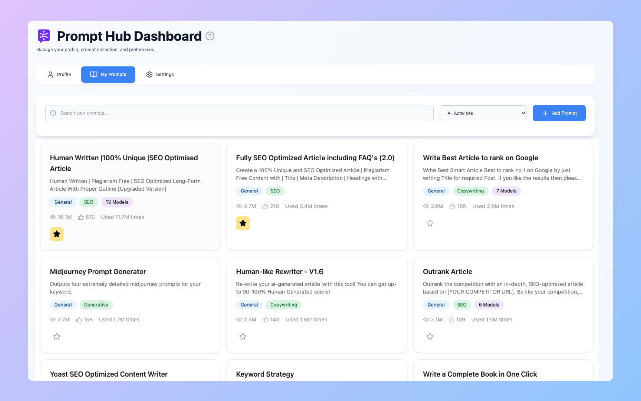 ChatGPT Prompts Hub chrome谷歌浏览器插件_扩展第2张截图