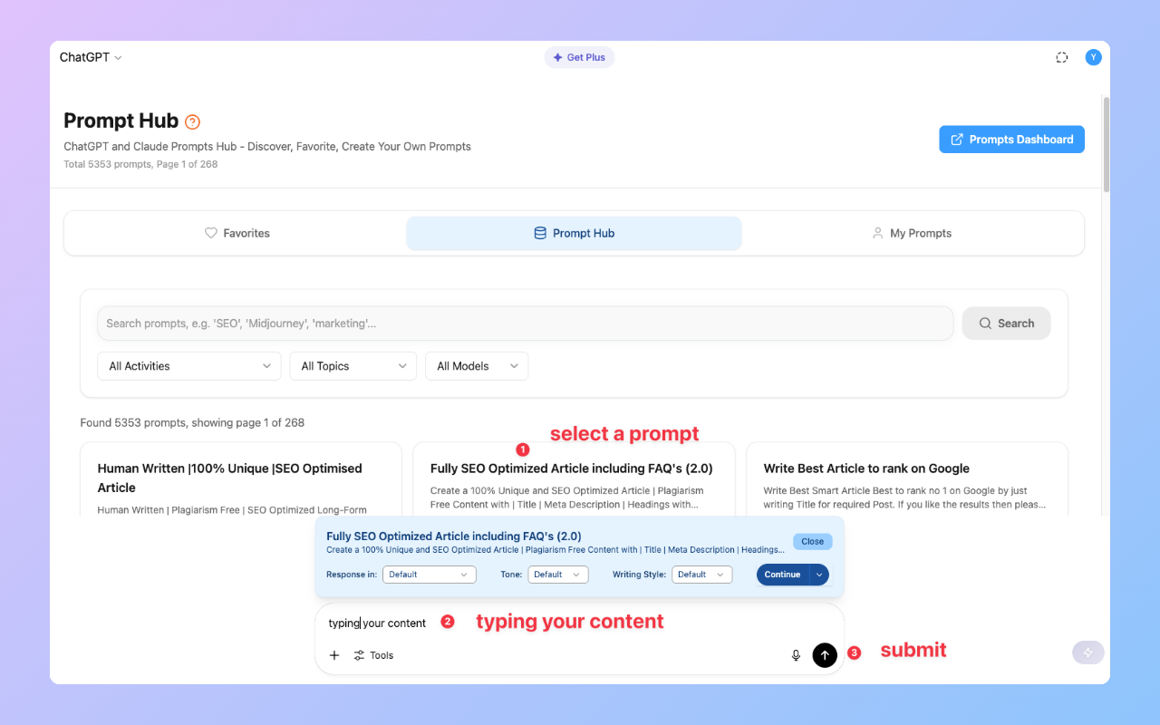 ChatGPT Prompts Hub chrome谷歌浏览器插件_扩展第3张截图