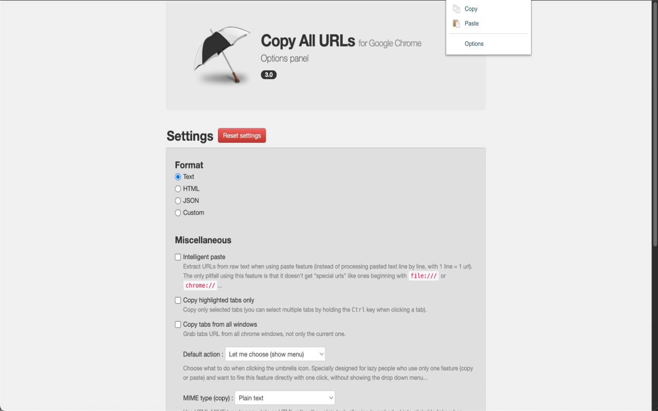 Copy All Urls chrome谷歌浏览器插件_扩展第2张截图