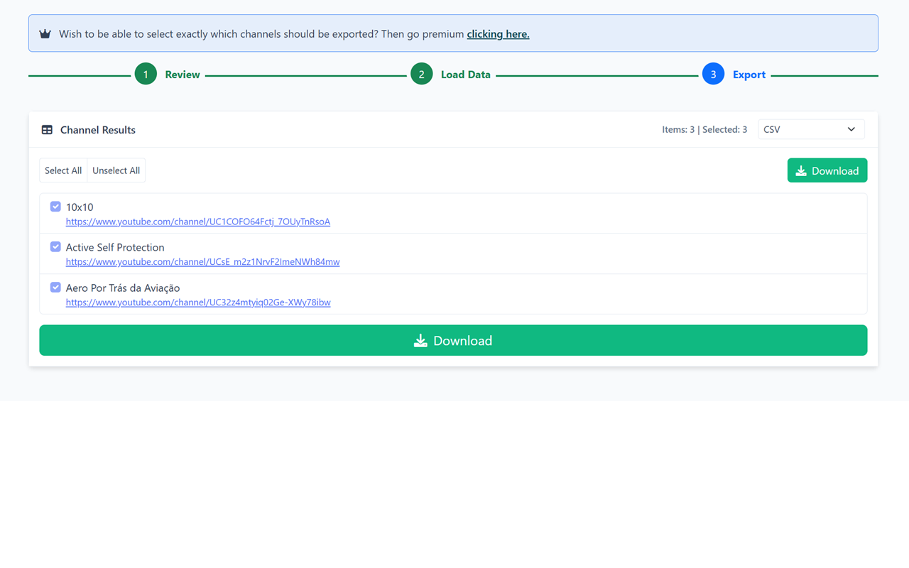 Youtube Channels To CSV chrome谷歌浏览器插件_扩展第2张截图