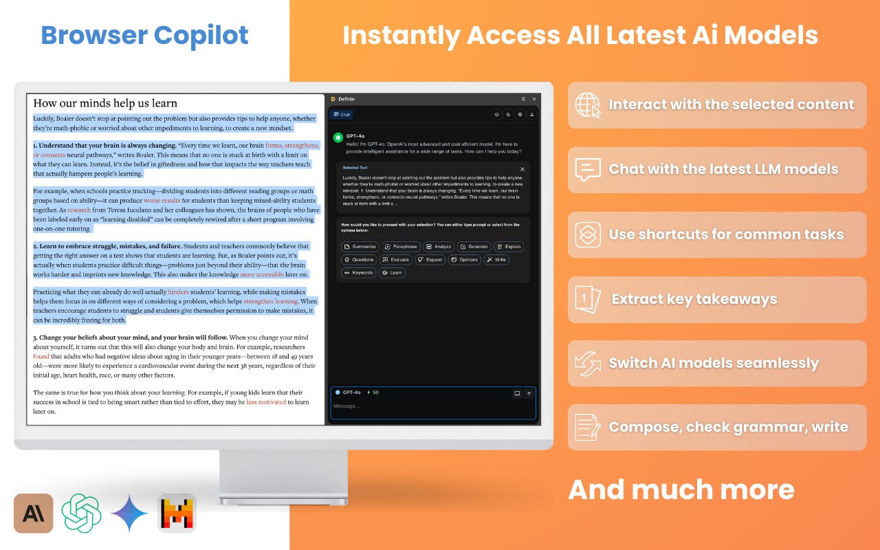 Definio: Multi-modal AI Copilot - Claude 4, GPT-4o, o1 Reasoning Model chrome谷歌浏览器插件_扩展第2张截图