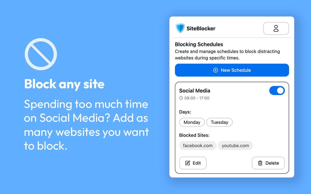 SiteBlocker: Easy Blocking and Scheduling chrome谷歌浏览器插件_扩展第2张截图